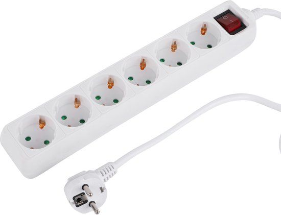 Q-Link Stekkerdoos met Schakelaar - 6-Voudig - 1.5m - Wit