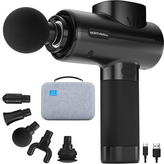 Northwall PRO Massage Gun - Professioneel Massage Apparaat - Massage Pistool Inclusief Koffer - 5 Opzetstukken