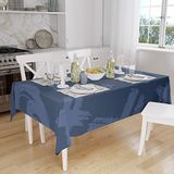 Bonamaison Tafelkleed, Anti-Mold, Sneldrogend, Waterdicht, 100% Polyester Tafellaken, Blauw, 140 x 160 Cm