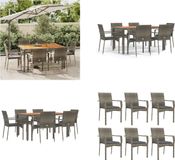 vidaXL Ensemble de jardin 7 pièces avec coussins, gris, polyrotin