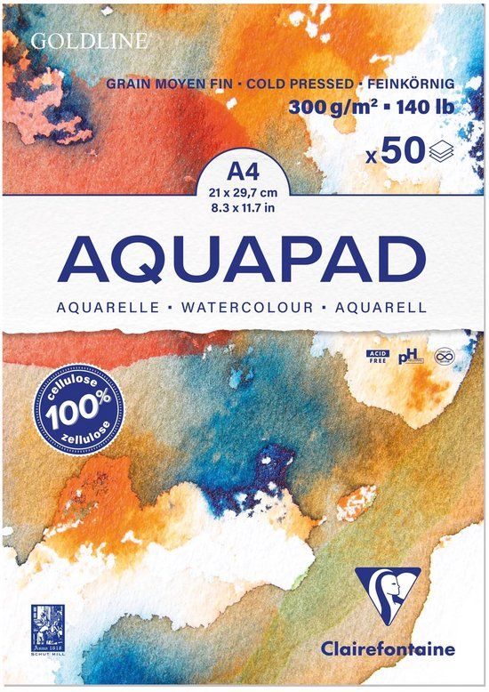Clairefontaine Goldline Aquapad Aquarelpapier A4 300g 50 vellen Wit