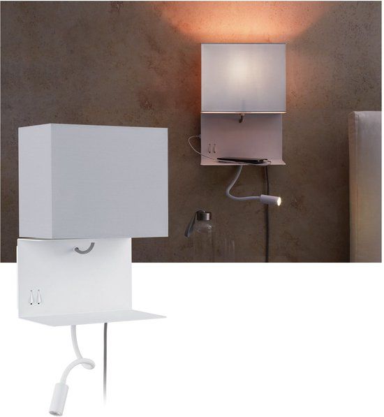 Paulmann Wandlamp met plankje Merani E27 3000K 120lm 230V 2,5W dimbaar Grijs, Wit