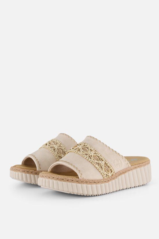 Rieker Slippers beige Textiel - Dames - Maat 38