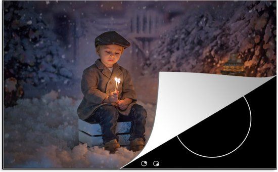 KitchenYeah® Inductie beschermer 77x51 cm - Portret - Sprookje - Kerst - Sneeuw - Inductie kookplaat accessoire