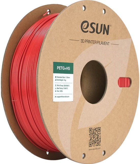 eSun e-PETG+HS Brandweerwagenrood / Fire engine red 1kg - 1.75mm - 3D printer filament