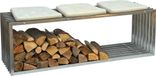 DanDiBo Étagère à bois de cheminée Intérieur Acier inoxydable Métal Support de bois de cheminée 96429 Étagère à bois de chauffage 150 cm Panier à bois Support de bois de cheminée