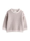 Next Jongens Gebreide Chenille Trui met Ronde Hals en Strepen - Naturel