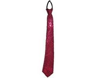 Funny Fashion Carnaval verkleed stropdas met glitter pailletten - roze - polyester - heren/dames