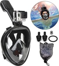 Ferodelli Snorkelmasker - Full Face - Kinderen - Zwart - Incl. Actioncam