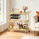 VEVOR 3-Laags Bartrolley, Serveerwagen met Glashouder, Wijnrek en Handgreep, Dranktrolley Als Rolwagen voor Woonkamer, Eetkamer en Keuken, Keukentrolley in Goudkleur 880 X 380 X 890 mm