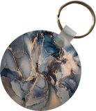 Porte-clés - Marbre - Gris - Bleu - Luxe - Or - Plastique - Rond - Unisexe - Adultes