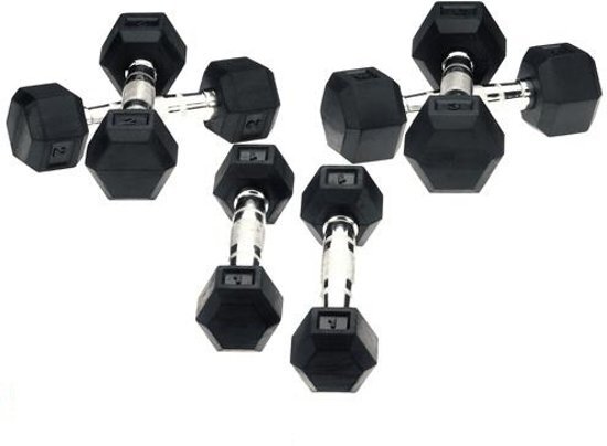 RS Sports Hexa Dumbells - 2 x 9 kg - Zilver/Zwart