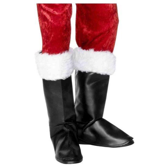 Smiffys Kerstman Boot Covers, Zwart, One Size
