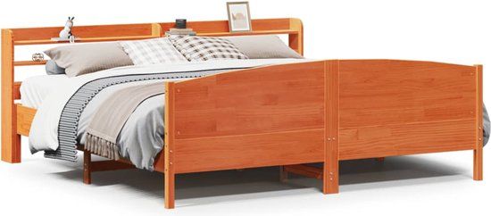 vidaXL Bedframe Massief Grenenhout Wasbruin 180x200 cm