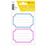 TopStick 1344 boektikelieerd, set van 10 stuks (78 x 53 mm, 50 velles, papier, mat) zelfklevende naamstickers voor school voor kinderen, meisjes en jongens, 100 schoollabels, rood blauw wit