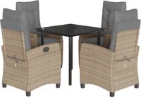 vidaXL 5-delige tuinset met kussens, polyrotan, beige