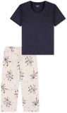 uncover by SCHIESSER SCHIESSER Pyjama 3/4 Dames Blauw-Grijs Katoen Maat 46