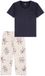 uncover by SCHIESSER SCHIESSER Pyjama 3/4 Dames Blauw-Grijs Katoen Maat 46