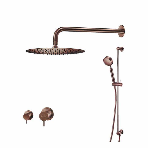 Qisani Flow complete thermostatische inbouw regendoucheset Geborsteld Copper