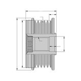 HELLA 9XU 358 038-031 Dynamovrijloop - Schroefdraadmaat: M16x1,5 - Aantal groeven: 6 - Met kap
