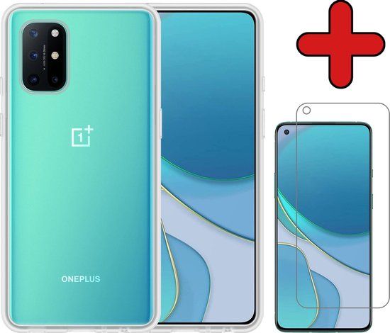 BTH OnePlus 8T Case - Silicone Cover with Screen Protector - Transparent