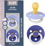 BIBS Colour Glow Fopspeen - 0-6 mnd - 2-pack - Rond - Hush/Grape