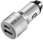 Logilink PA0228A Autolader USB-C bus (Power Delivery), USB-A-bus QC 2.0, USB PD 3.0 Aluminium Auto Met noodhamer-functie