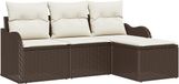 vidaXL Tuinbank Set 4-delig Bruin Polyrattan