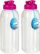 PlasticForte Bouteille d'eau/bidon - 2x - 1000 ml - transparent/rose - plastique