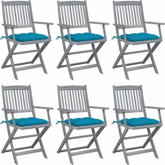 vidaXL Tuinstoelen 6 st inklapbaar met kussens massief acaciahout