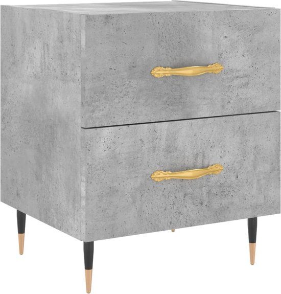 vidaXL Nachtkastje 40x35x47,5 cm bewerkt hout betongrijs