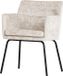 WOOOD Kam Eetkamerstoel Met Armleuning - Velvet - Off White