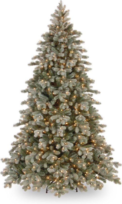 Poly Frosted Colorado Hinged kunstkerstboom - 213 cm - Bevroren blauw - 1989 tips - 500 LED lampjes (warm wit)