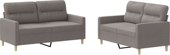 vidaXL 2-delige Loungeset met kussens stof taupe