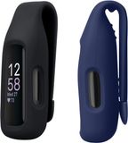kwmobile 2x Clip Holders for Fitbit Inspire 3 / Inspire 2 / Ace 3 Clip On - Fitness Tracker Case Holder Replacement Set - TPU Silicone Tracker Holder for Sport - Black / Dark Blue