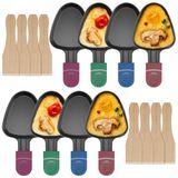 Merkloos Raclettepannetjes - Antiaanbaklaag - Set van 8 - Houten spatels