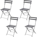 Sunnydays Collectie "MISTRAL" – Set van 4 Opvouwbare Stoelen in Antracietgrijs Metaal – 42 × 46 × H82 cm