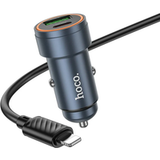 HOCO Z57A Chargeur de voiture avec câble Lightning, 30W, 3A, 1 x USB-A - 1 x USB-C, Gris
