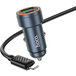 HOCO Z57A Chargeur de voiture avec câble Lightning, 30W, 3A, 1 x USB-A - 1 x USB-C, Gris