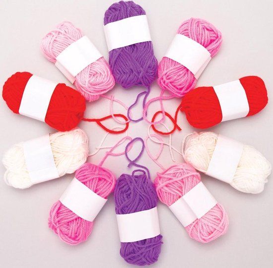 Baker Ross Wol - Rood, Roze & Paars - Kids Knutselspullen