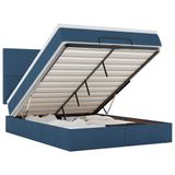 VidaXL Ottoman Bed with Mattress and LEDs, Blue Fabric, 140x190cm