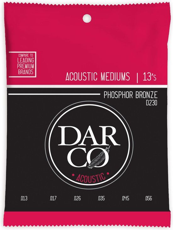 Darco D230 Acoustic Guitar Strings - .013-.056 - Medium - 6 Pack