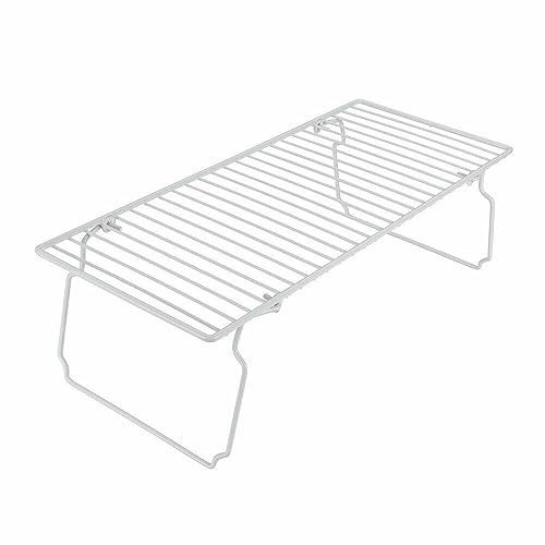 Metaltex Opbergrek voor vouwpoten, gecoat draadrek, plankruimtebesparing, kastorganizer, wit, afmetingen: 47 x 21 x 14 cm, metaal, zilver