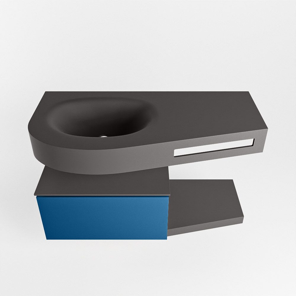 Mondiaz Riva Dulcet badkamermeubel links 100 dark grey en jeans - 100x50x53cm