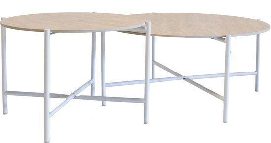 Giga Meubel Salontafel Abano - Wit Metaal - Sintered Stone - Set van 2