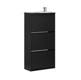 SoBuy FSR165-H-SCH Schoenenkast - Zwart Houtcomposiet met 3 Flappen