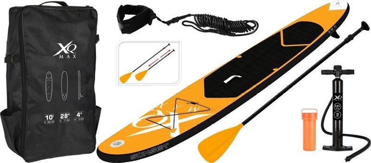 XQMAX SUP Board Set - Opblaasbaar - 305x71x10cm - oranje