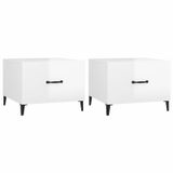 vidaXL Salontafels 2 stuks met metalen poten 50x50x40 cm hoogglans wit