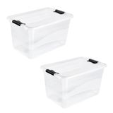 keeeper Opbergbak cornelia met deksel en clipsluiting, 59,5 x 39,5 x 34 cm, 52 l, doorzichtig, 2 stuks