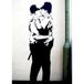 Homemania Muurfoto, Banksy politieagenten, decoratie, thuismuurkunst, digitaal, tekening, frame, meerkleurig, hout, katoen, 50 x 70 x 3 cm